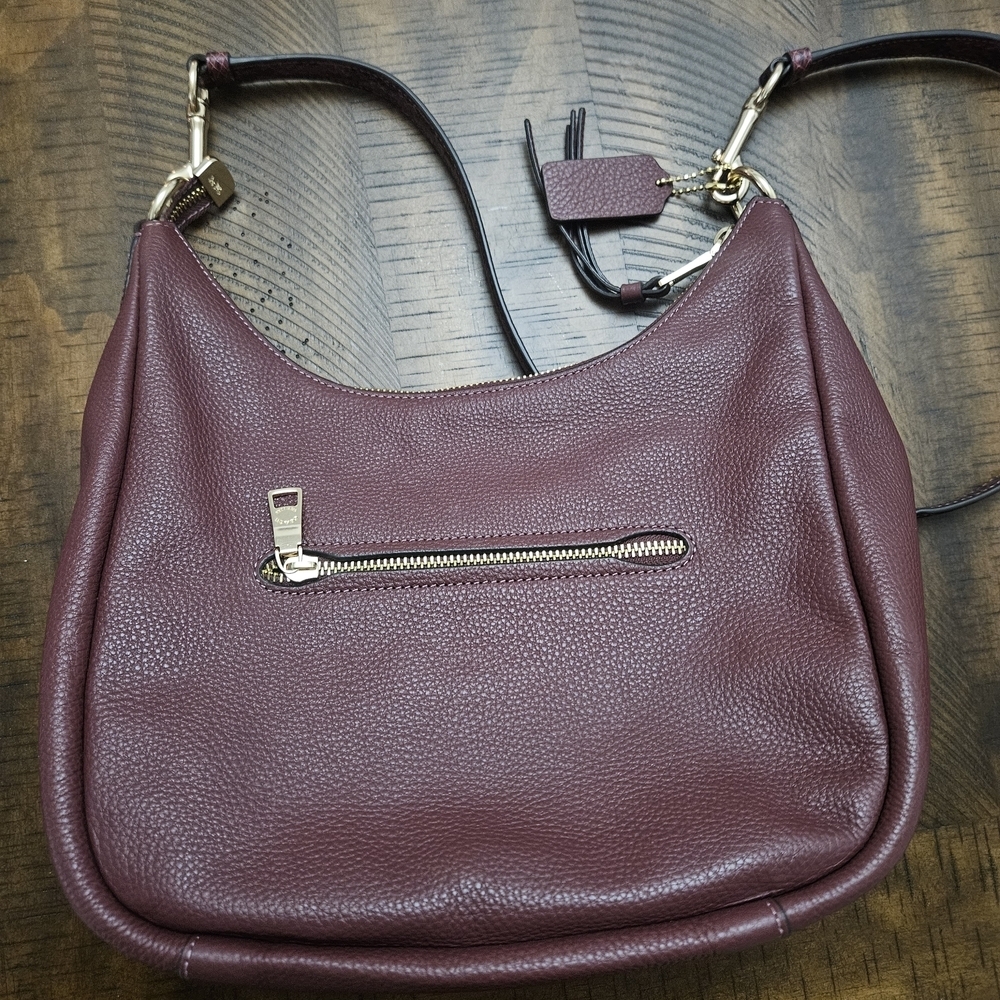 Coach Jules Hobo Burgundy Leather Shoulder Bag - Picture 6 of 9